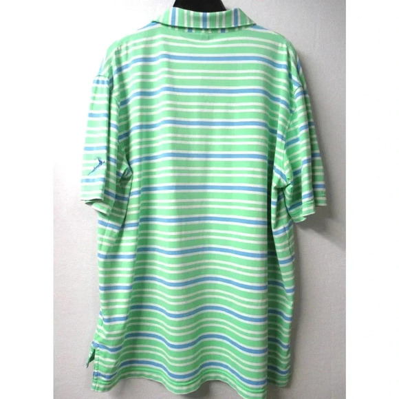 Peter Millar Summer Comfort Golf Polo Green Blue White Striped Men's Size Large - Picture 2 of 8